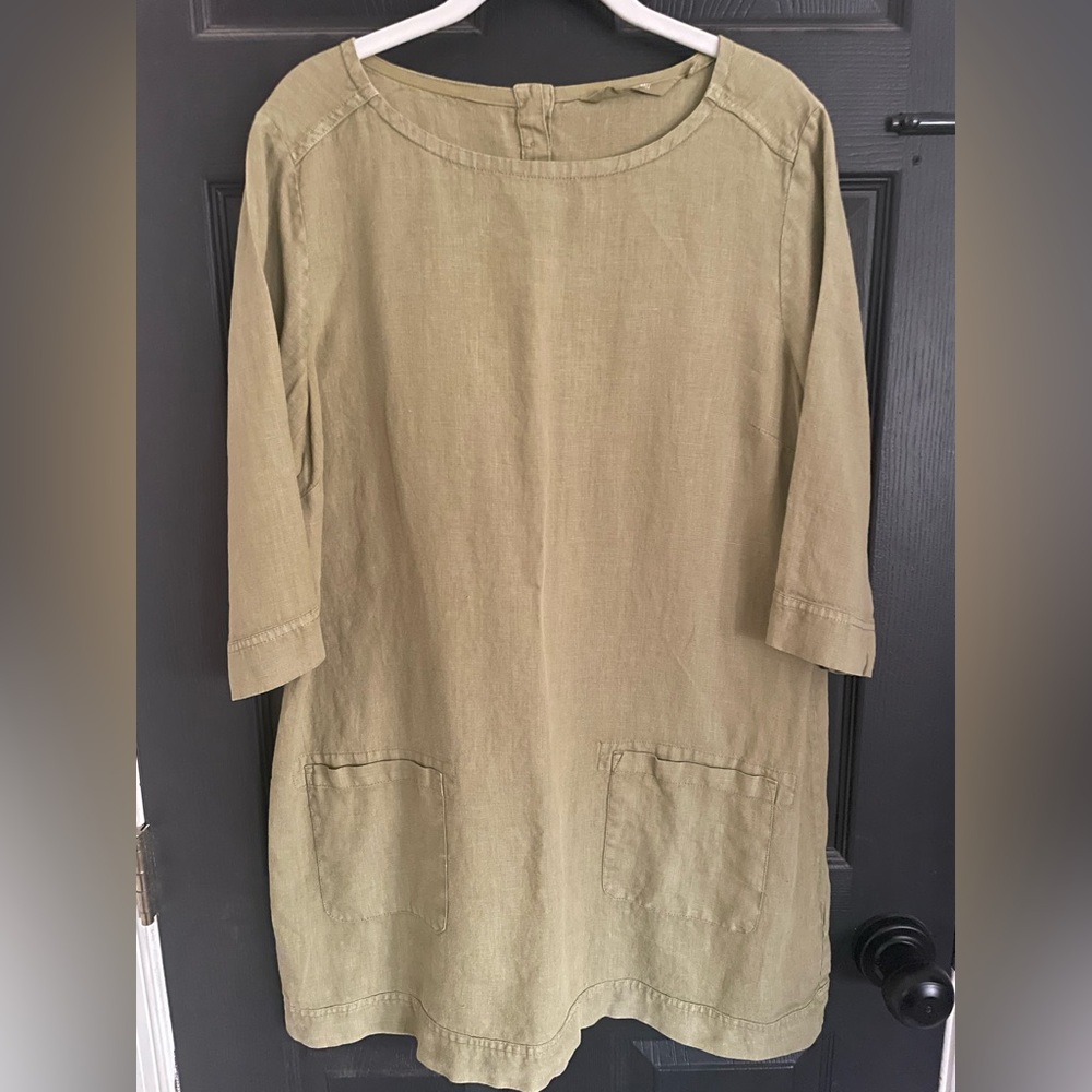 Seasalt Cornwall green linen tunic women’s 14